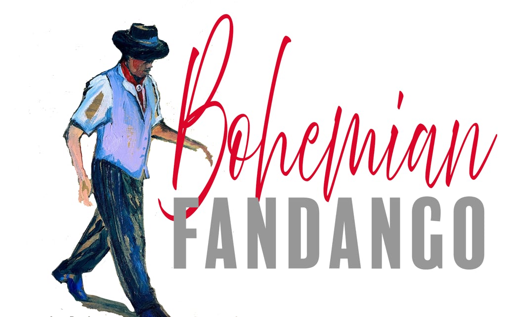 Bohemian Fandango Logo, a unique collection of Tango inspired paintings and Tango Lengue's (scarves) by Leo and Tracey of Tango Fandango